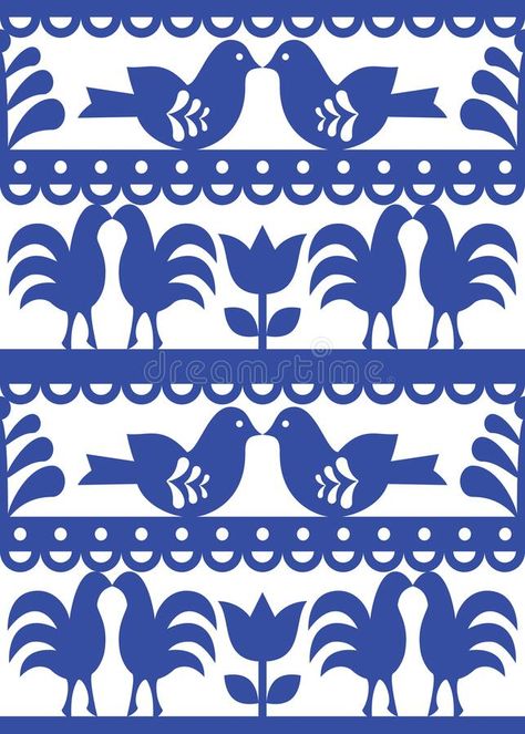 Seamless floral Polish folk art pattern Wycinanki Kurpiowskie - Kurpie paper cutout design with flowers and birds. Vector navy blue rural stencil ornament vector illustration Paper Cutout Design, Folk Art Birds, Polish Folklore, Birds Vector, Folk Flowers, Sears Tower, Contemporary Folk Art, Polish Folk Art, Ornament Vector