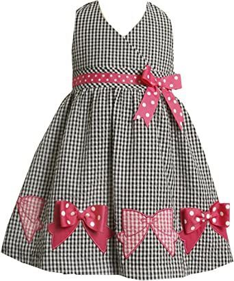 Bonnie Jean Little Girls' Black and White Check Sundress Baby Pageant Dresses, Sundress Black, Off Shoulder Evening Dress, Sewing Kids Clothes, Bonnie Jean, Toddler Girl Style, Pink Bows, Frocks For Girls