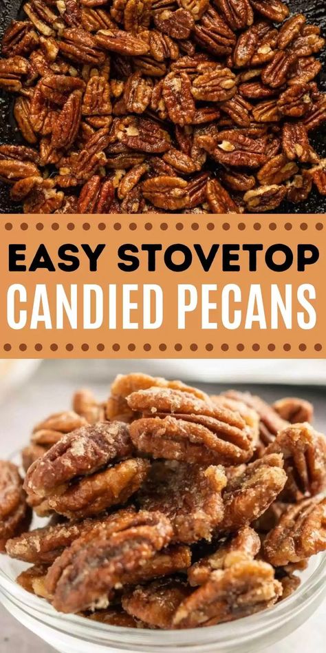 Candied Pecans Stovetop Recipe - Eating on a Dime Candid Pecans, Candied Pecans Easy, Pecan Recipes Easy, Candied Pecans Recipe, Eating On A Dime, Easy Candy Recipes, Spiced Pecans, Stove Top Recipes, Candy Recipes Homemade