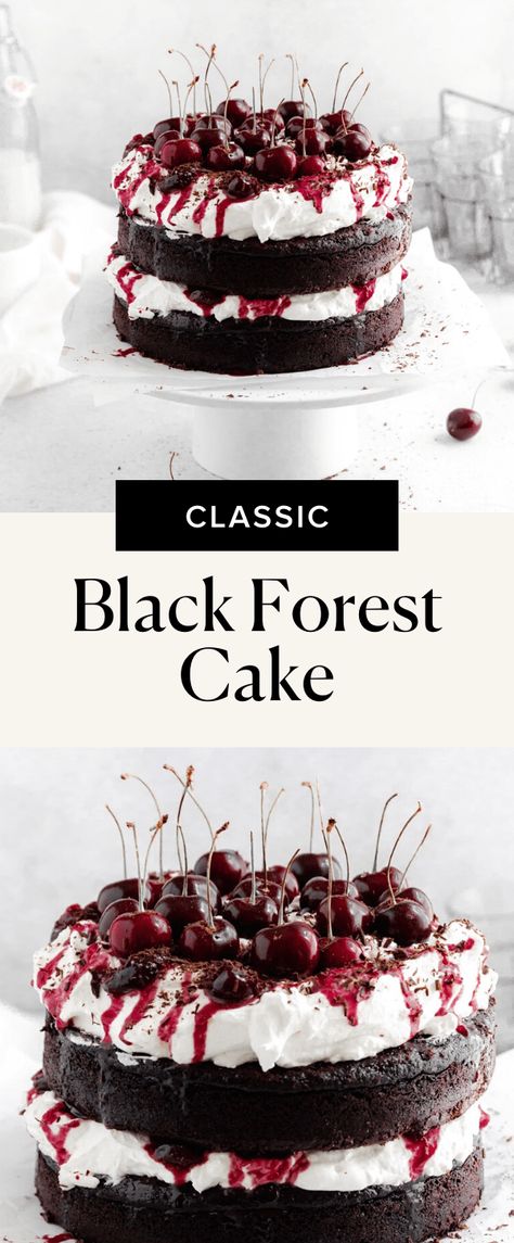 Black Forest Cake From Box Cake, Broma Bakery Cake, Black Forrest Cake, Black Forest Cake Easy, Cherry Cake Recipe, Black Forest Cake Recipe, Black Forest Gateau, Fresh Whipped Cream, Broma Bakery