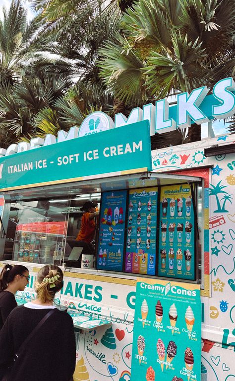 Soft Ice Cream Aesthetic, Ice Cream Stand Aesthetic, Soft Serve Ice Cream Truck, Soft Serve Ice Cream Aesthetic, Ice Cream Truck Aesthetic, Soft Serve Ice Cream Shop, Ice Cream Kiosk Design, Ice Cream Truck Ideas, Ice Cream Shop Interior Design