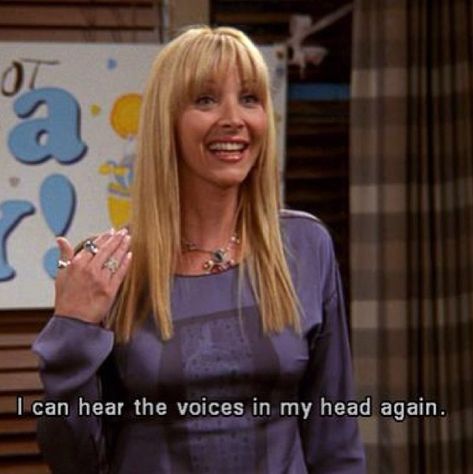 #FRIENDS | I can hear the voices in my head again Monica Rachel, Friends Tv Quotes, Friends Scenes, Tv Shows Funny, Ross Geller, Friends Moments, Phoebe Buffay, Chandler Bing, Friend Memes