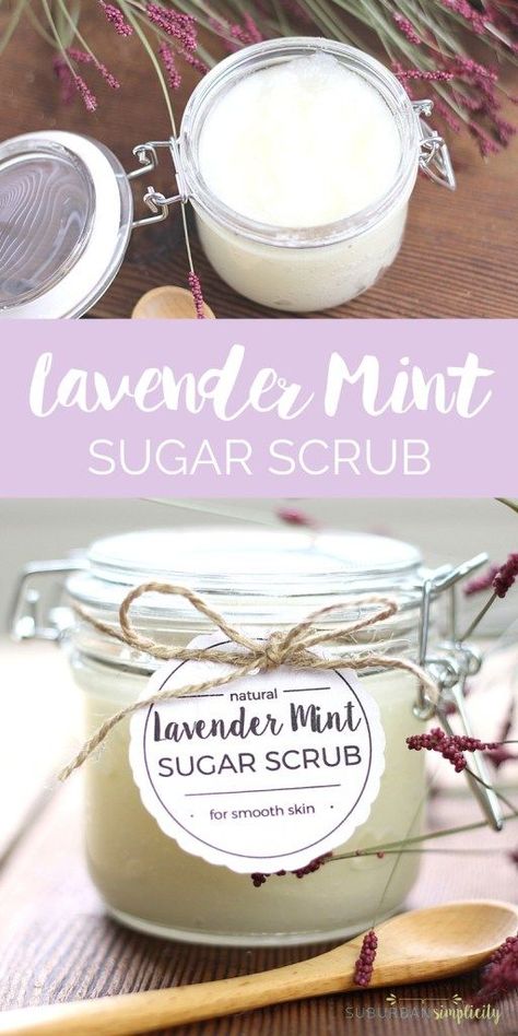 Scrubs Recipes, Easy Sugar Scrub, Mint Sugar Scrub, Mint Sugar, Diy Sugar Scrub Recipe, Lavender Sugar Scrub, Săpunuri Handmade, Body Scrub Recipe, Sugar Scrub Homemade