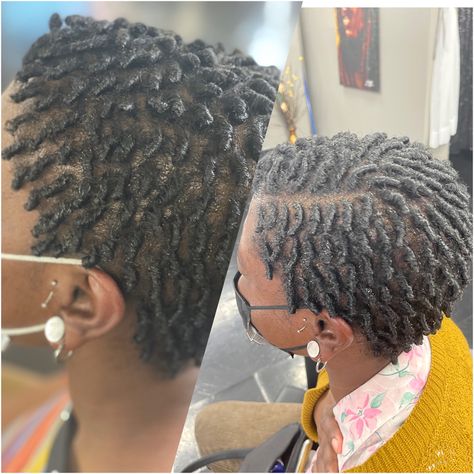 First time vs 2 week revisit…growth Short Coil Hair Styles, Starter Locs On Twa, Twa Locs, Comb Coils, Mahogany Curls, Bantu Knot Styles, Short Natural Styles, Locks Hairstyles, Comb Twist