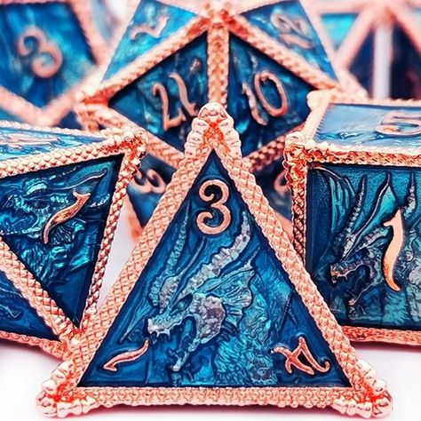 Amazon.com: HAOMEJA DND Dice Metal Dragon Dice Set 7 Role Playing Dice D&D Solid Dice Dungeons and Dragons (Red Copper Blue) : Toys & Games Metal Dice Set, Metal Dnd Dice, Dnd Dice Aesthetic, Dnd Cards, Dnd Aesthetic, Gem Dragon, Dice Ideas, Cool Dnd Dice, Dnd Room