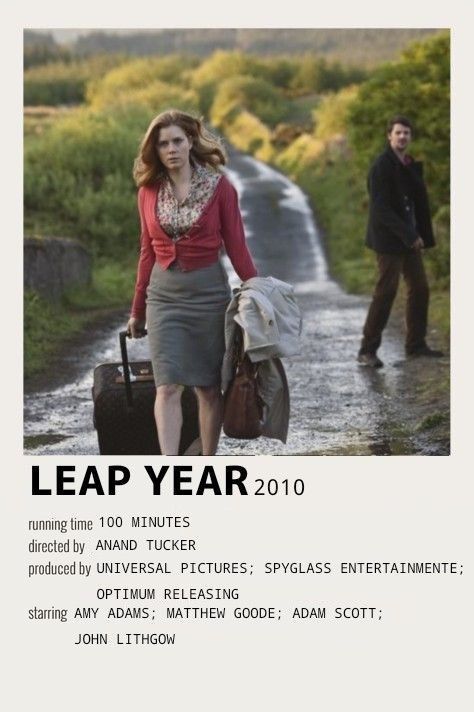 Leap Year Movie, Minimalistic Polaroid Poster, Best Teen Movies, Romance Movie Poster, Romcom Movies, John Lithgow, Matthew Goode, Adam Scott, Leap Day