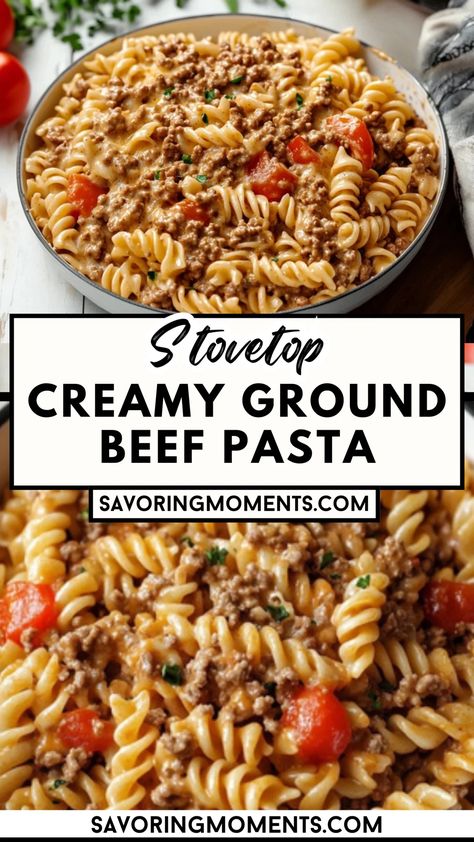 is the ultimate comfort food – quick, hearty, and oh-so-satisfying! Perfect for busy weeknights, this pasta recipe combines tender beef, a rich creamy sauce, and perfectly cooked pasta for a dish everyone will love. Your next favorite meal is just a click away! #pasta #groundbeefrecipes #dinnerrecipes #weeknightmeals #easyrecipes #comfortfood #quickdinner #creamyrecipes #onepotrecipes #homemadepasta #familydinnerideas Ground Beef And Parmesan Recipes, Ground Beef Recipes With Heavy Cream, Easy Ground Beef Noodle Recipes, Easy One Pot Meals Beef, Easy Ground Beef Skillet Recipes, Meaty Pasta Recipes, Skillet Pasta Recipes Ground Beef, Stove Top Pasta Recipes, One Pot Beef Pasta