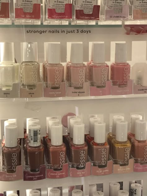 Nail Polishes Aesthetic, Essie Nail Polish Aesthetic, Essie Aesthetic, Nail Shop Aesthetic, Nail Polish Collection Aesthetic, Coquette Nail Polish, Nails Polish Aesthetic, Nailpolish Aesthetic, Coquette Wishlist