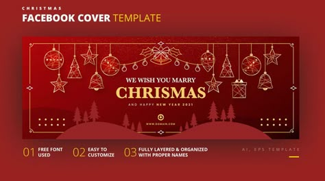 Christmas - Facebook Cover & Banner Template. AI, EPS. 851 x 315 Pixel. Christmas Facebook Cover, Facebook Cover Template, Christmas Cover, Facebook Design, Cover Templates, Christmas Event, Website Header, Facebook Timeline Covers, Timeline Covers