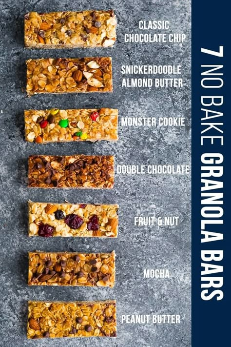 This post shows you how to make perfect homemade granola bars, plus 7 different flavor variations! The perfect sweet treat to enjoy with your morning coffee. #sweetpeasandsaffron #mealprep #snack #granolabar Granola Bars Homemade, Ella Vegan, Snack Bar Recipes, Homemade Bars, Brownie Vegan, Granola Bites, Biscuits Diététiques, No Bake Granola Bars, Baked Granola