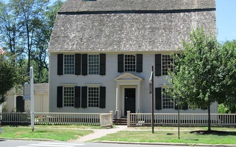 on Main Street, you enter the 18th century and beyond at the gem of the historic district, the Webb–Deane–Stevens Museum. This collection of three period homes, each providing a snapshot into the lifestyles of the past, is set on nearly eight acres, with a rustic barn Paver Sidewalk, Mountain Man Clothing, Connecticut Homes, Older Homes, Historical Homes, Colonial History, Sims Builds, Man Clothing, Colonial Revival