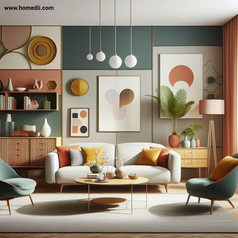 11 Retro Mid Century Living Room Tips: How to Choose a Bold Color Scheme and Create a Stunning Gallery Wall - Stunning Mid Century Living Room Choose A Bold Color Palette, stunning mid century living room ideas, stunning mid century living room design, stunning mid century living room decor, stunning mid century living room interior, stunning mid century living room inspiration #midcenturylivingroom #midcenturylivingroomtips #dmidcenturylivingoomdecor #midcenturylivingroomideas #midcenturylivingroomdesign #storagemidcenturylivingroom 50s Inspired Living Room, 60s Living Room Modern Retro, Living Room Color Scheme Ideas Bright, Earthy Mid Century Modern, Mid Century Modern Living Room Yellow, Orange Retro Living Room, Mid Century Modern Living Room Apartment, Red Sofa Living Room Mid Century, Mid Century Orange Couch