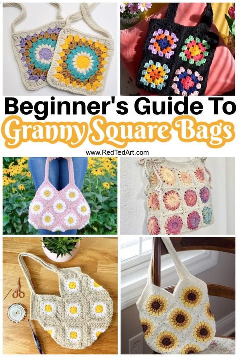 6 different Granny Square bags and tote bags collaged into one image. From simple one panel bags, to more complex diamond Granny Square arrangements. Free Granny Square Bag Pattern, Granny Square Bags, Okie Girl, Granny Square Pattern Free, Purse Patterns Free, Cross Body Bag Pattern, Tote Crochet, Tote Bag Pattern Free, Square Purse