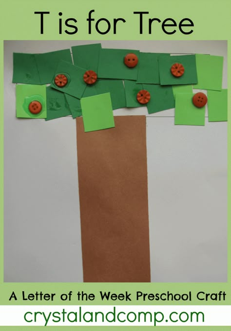 letter of the week preschool craft: t is for tree  #activitiesforkids T Is For Tree, Letter Of The Week Crafts, Letter T Crafts, Letter Of The Week Preschool, T Activities, Letter T Activities, Preschool Letter Crafts, Abc Crafts, Alphabet Letter Crafts