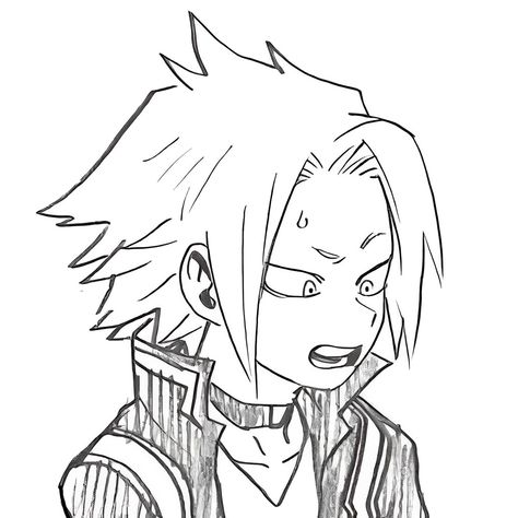 Denki Kaminari Drawing Sketch, Denki Drawing Sketch, Denki Horikoshi Sketch, My Hero Academia Black And White, Mha Doodles Easy, Mha Doodles Simple, Mha Manga Pages, Denki Kaminari Drawing, Denki Manga Icon