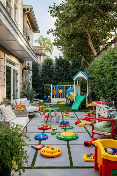 20 Fantastic Covered Patio Ideas For Your Home - Toolz Geek Courtyard Play Area, Kids Play Area Backyard, Outdoor Kids Area, Kids Play Area Outdoor, Outdoor Playground Ideas, Swing In Living Room, Daycare Playground, Yard Playground, School Interiors