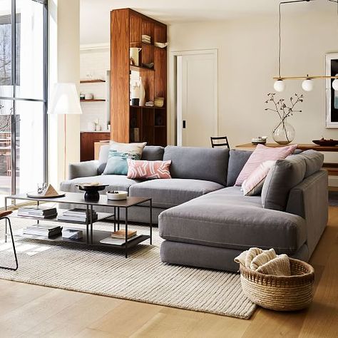 West Elm, Sectional, Couch, Sofa, Living Room, Furniture