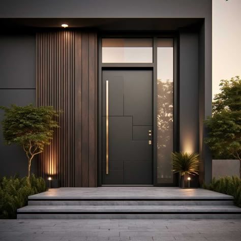 Elevate Your Flat with Stylish Main Door Entrance Designs • 333+ Images • [ArtFacade] Front Door Elevation Designs, Glass Main Door Entrance, Flat Elevation Design, Stylish Doors Entrance, Lobby Door Design, Door Elevation Design, Main Door Ideas Entrance House, Villa Door Design, Home Entrance Door Design