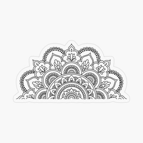 Mandala Art Stickers, Half Circle Mandala Tattoo, Circular Mandala Design, Half Mandala Drawing, Half Circle Mandala, Half Mandala Art, Organic Mandala, Half Mandala Design, Mandala Calendar