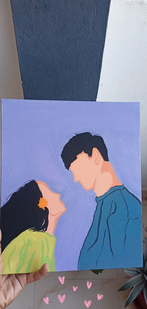 Canvas Painting Ideas For Love, Canvas Romantic Painting, Painting For Love Couple, Painting Of Love Couples, Canvas Drawing Couple, Aesthetic Couple Canvas Painting, Canvas Painting Couple Love, Painting Ideas On Canvas Aesthetic Couple, Love Drawings On Canvas