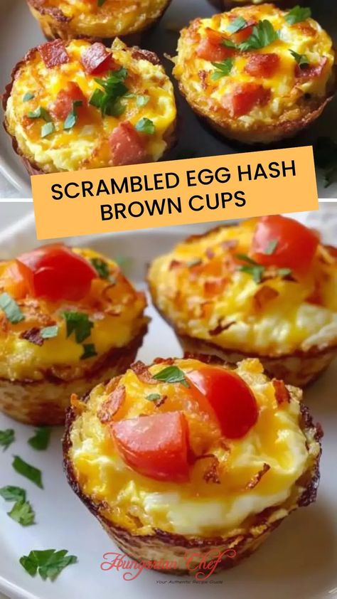 Scrambled Egg Hash Brown Cups – Hungarian Chef Hashbrown And Eggs Skillet, Breakfast Egg Cups, Hash Brown Egg Cups, Scrambled Egg Muffins, Hash Brown Cups, Breakfast Eggs Scrambled, Homemade Hashbrowns, Sausage Hash, Egg Cups Breakfast