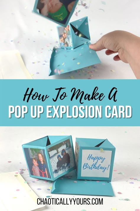 Exploding Box Template, Diy Exploding Box, Diy Card Box, Exploding Gift Box, Box Cards Tutorial, Pop Out Cards, Diy Pop Up Cards, Trending Crafts, Exploding Box Card