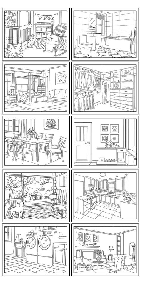 10 Free Printable House Coloring Pages (Beautiful Home Pictures for Kids or Adults) House Coloring Pages, Perspective Drawing Lessons, House Colouring Pages, Perspective Drawing, House Drawing, Coloring Book Art, Cute Coloring Pages, Home Pictures, Drawing Lessons