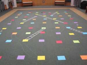 Literacious: Life-Size Chutes and Ladders Life Size Board Games, Board Games Kids, Life Size Games, Chutes And Ladders, Homemade Carnival Games, Dvd Cases, Ladders Game, Summer Camp Games, Youth Group Activities