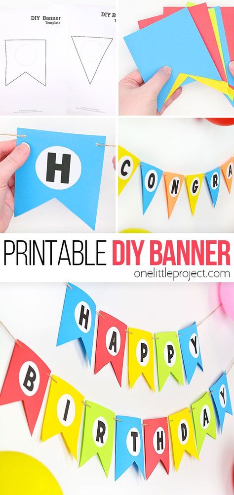 Use our FREE printable templates to make a customized DIY banner! Choose your banner type and create your own message with our printable letter templates. It's SO EASY to make a happy birthday banner! Choose your favourite colours of paper and make personalized party decor for any occasion - no special tools or skills required! Happy Birthday Banner Printable Free, Diy Banner Template, Happy Birthday Banner Diy, Printable Banner Template, Free Printable Banner Letters, Printable Letter Templates, Happy Birthday Banner Printable, Printable Birthday Banner, Printable Banner Letters