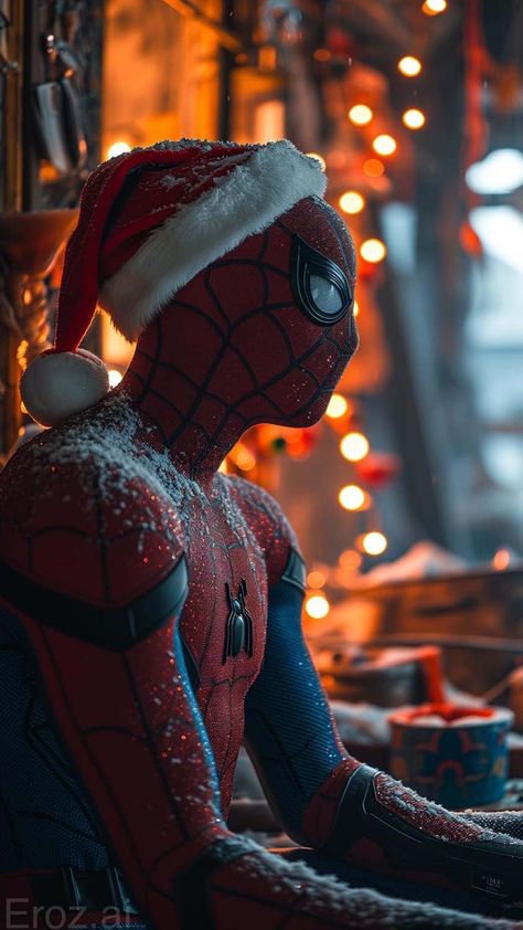 Spiderman on Christmas iPhone Wallpaper HD Super Hd Wallpaper, Marvel Art Ideas, Wallpaper For Ios, Top Iphone Wallpapers, Spiderman Christmas, Christmas Iphone Wallpaper, Christmas Wallpaper Ipad, Marvel 4k, Geek Christmas