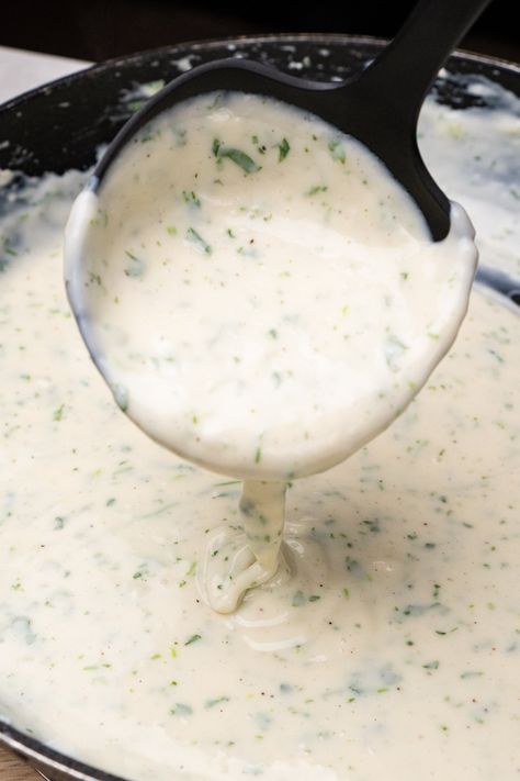 Creamy Parsley Sauce, White Sauce For Fish Recipes, Fish In White Sauce Recipes, Irish Parsley Sauce Recipe, Fish In White Sauce, Parsley Sauce For Fish, Parsley Cream Sauce, Sauces For White Fish, Parsley Sauce Recipe