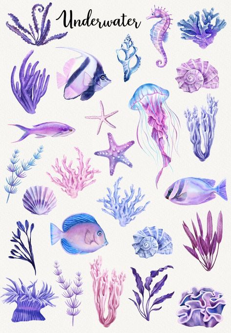 Scrapbook Wall Art, Coral Tattoo, Coral Drawing, Coral Reef Art, Sea Life Animals, Coral Watercolor, Watercolor Succulents, Coral Art, Underwater Art