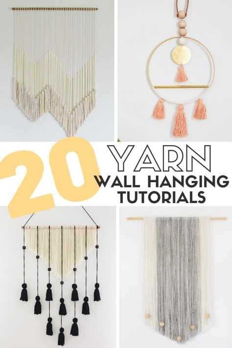 Woven Wall Hanging Tutorial, Wall Hanging Tutorials, Diy Yarn Wall Hanging, Diy Projects For Bedroom, Hanging Crafts, Easy Diy Costumes, Diy Tumblr, Diy Wand, Diy Kostüm