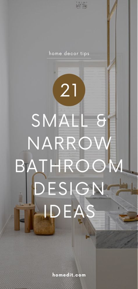 Explore our 10 stylish and modern narrow and small bathroom design ideas for 2024. Whether you're in search of small bathrooms with showers, small powder room designs, or space-saving bathroom ideas, we've got the top small bathroom ideas! Small space design, home décor tips Small Bathroom Remodel Ideas 2024, Small Bathroom Dimensions, Narrow Bathroom Remodel, Small Powder Room Design, Narrow Bathroom Layout, Top 10 Bathroom Designs, Long Narrow Bathroom, Small Narrow Bathroom, Narrow Bathroom Designs