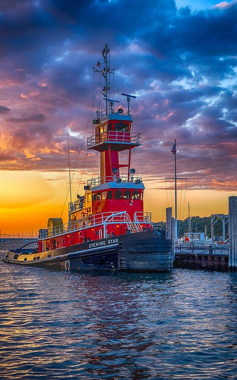 ~~Tug Boat • Port Jefferson, New York • by Jeff Anderson FFF~~ Jeff Anderson, Navi A Vela, Naval Architecture, Working Boat, Merchant Marine, Merchant Navy, Sailing Vessel, Boat Art, Yacht Boat