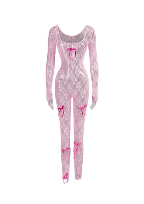 Lace One Piece Outfit, Lace 2 Piece Outfit, Pink Lace Jumpsuit, Y2k Jumpsuit, Pink Jumpsuits Outfit, Aquarius Szn, Birthday Jumpsuit, Bow Jumpsuit, Cute Online Clothing Stores