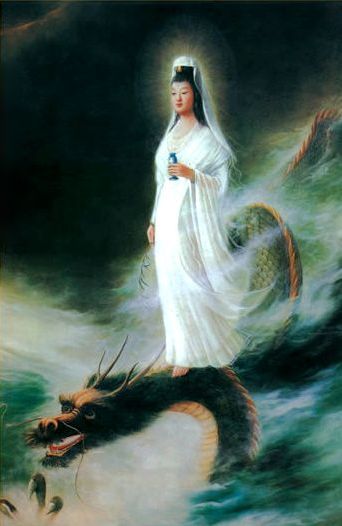 iconography - Why does Guan Yin ride a dragon? - Buddhism Stack Exchange Guanyin Goddesses, Quan Am, Buddha Tattoos, Goddess Of Mercy, Goddess Sculpture, Quan Yin, Kuan Yin, Kwan Yin, Divine Mother