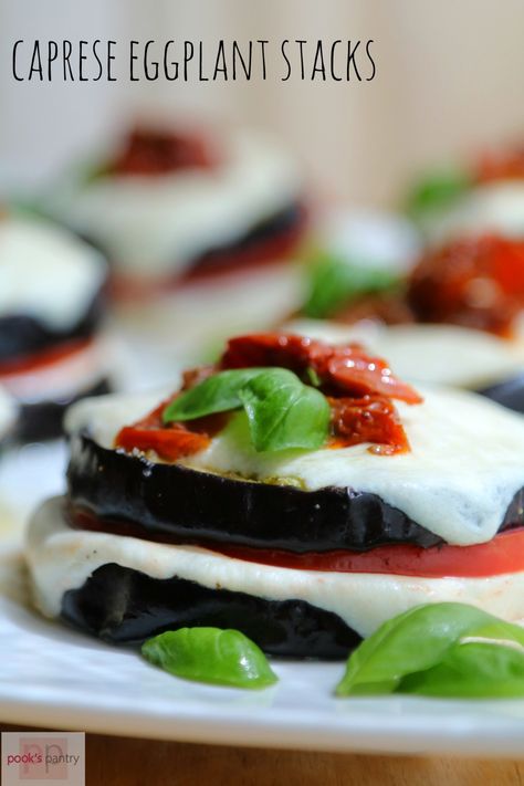 Caprese Eggplant, Eggplant Caprese, Eggplant Stacks, Keto Recipes Low Carb, Veggies Recipes, She Cooks, Roasted Eggplant, Baked Eggplant, Roast Eggplant