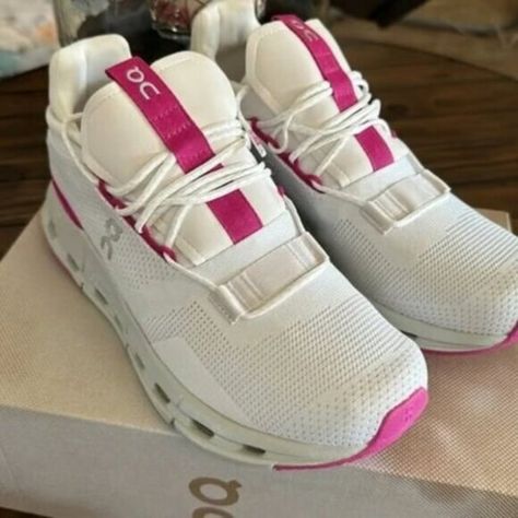 On Cloud Cloudnova Barbie Women Pink Shoes White Pink On Clouds, On Clouds Shoes, Clouds Shoes, Shoes On Cloud, Cloud Shoes, Bright Outfits, On Running Shoes, Running Sneakers Women, Exclusive Sneakers