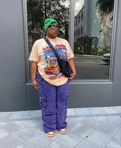 Plus Size Streetwear Black Women, Fashion Trends 2023 Plus Size, Street Wear Plus Size Outfit, Streetwear Fashion Plus Size Women, Plus Size Tomboy Outfits, Baggy Feminine Outfits, Plus Size Baggy Outfits, Streetwear Fashion Women Plus Size, Trendy Plus Size Outfits Summer