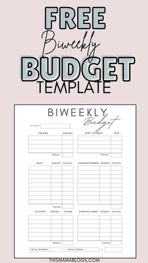 How to Budget Biweekly Income (Free Budget Template!) - This Mama Blogs Cute Budget Template Excel, The Budget Mom Printables Free, Free Budgeting Templates, Downloadable Budget Template, Budget Finances Printables, 503020 Budget Template, Biweekly Paycheck Budget Template, Budget Notebook Ideas Diy, Basic Budget Template