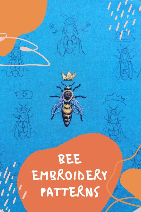 Honey Bee Embroidery Pattern Free, Embroidered Bee Pattern, Bee Embroidery Pattern Free, Embroidery Bee Pattern, Hippie Logo, Bee Template, Bee Embroidery Design, Diy Bee, Animal Embroidery Patterns