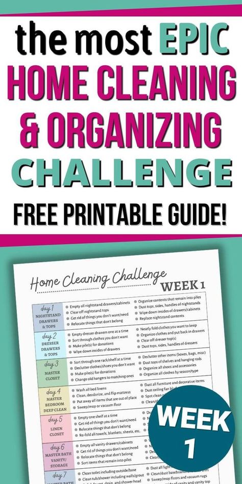 1 Week House Cleaning Plan, Cleaning Checklist Printable Free, Spring Cleaning Checklist Printable, Systems For Home, Cleaning Plan, Household Cleaning Schedule, Decluttering Checklist, Spring Organization, Free Printable Cleaning