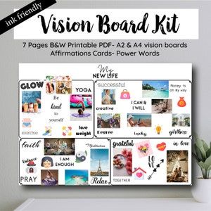 Inspiration Board Dream Board Motivational Board Things | Etsy Creative Vision Boards, Power Words, Vision Board Printables, Vision Board Kit, Vision Board Template, Vision Board Examples, Vision Board Party, Digital Vision Board, The Secret (book)