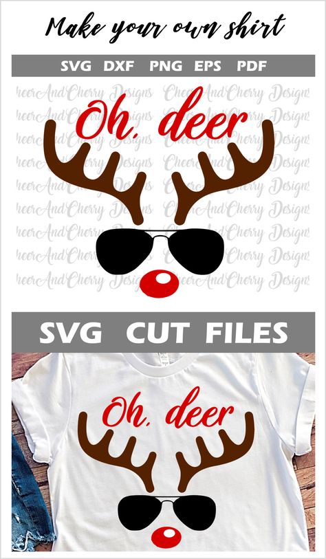 Reindeer Face Svg, Cricut Scrapbook, Deer Clipart, Reindeer Dress, Rudolph Red Nose, Deer Svg, Reindeer Svg, Reindeer Shirt, Make Your Own Shirt