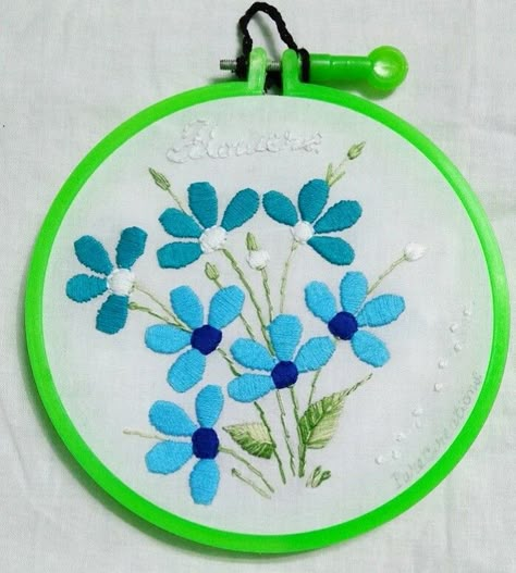 It's a hand embroidery needle work. This the simple and beautiful satin stitch flowers design. Satin Hand Embroidery Designs, Flat Embroidery Design, Satin Embroidery Designs Easy, Satin Stitch Embroidery Design Flower, Flat Stitch Embroidery Design, Satin Embroidery Stitch, Flower Drawing For Embroidery, Satin Embroidery Designs, Satin Stitch Embroidery Design