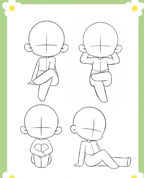 Chibi Base Pose Reference Sitting, Drawing Base Sitting Down, Chibi Standing Pose Reference, Chibi Poses Sitting Down, Cartoon Sitting Pose, Chibi Crouching Pose, Chibi Waving Poses, Cute Sitting Poses Drawing, Child Sitting Reference Drawing