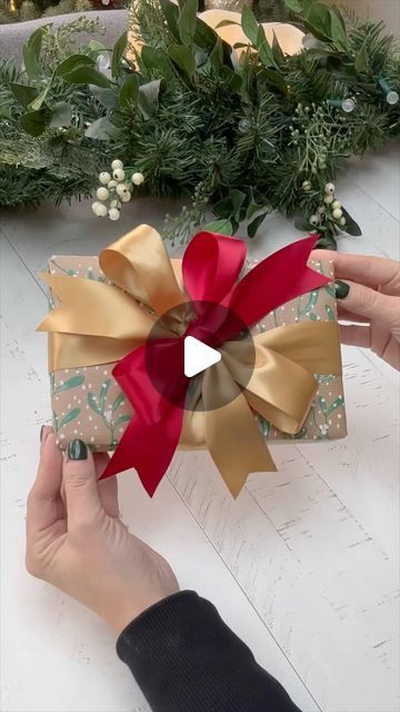 Sophie Liard | home | travel | Amazon Finds on Instagram: "Christmas ribbon 🎀 who’s done their wrapping yet? #giftwrapping #giftideas #christmas" Gift Bag Ribbon Packaging Ideas, Ribbon For Wrapping Gifts, How To Put Ribbon On A Gift, Wrap A Box With Ribbon, Bows On Gifts Wrapping Ideas, Ribbon Ideas For Gifts, Tying Bows On Presents, Bow Wrapping Ideas, Wrapping With Ribbon Ideas