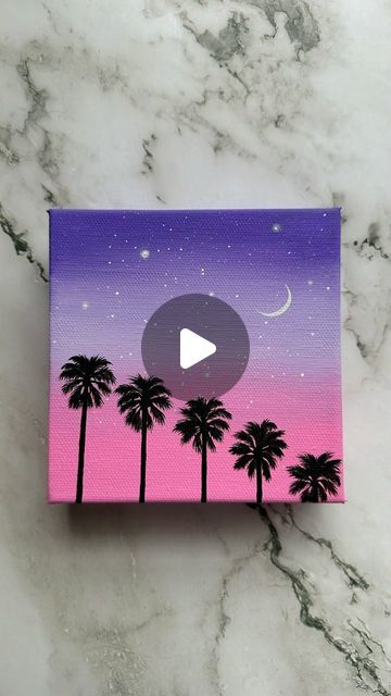 Artsy Esme ♡ on Instagram: "easy & simple painting 🌴💕✨ #painting #art #palmtrees #artreels #reels" Sunsets Paintings Easy, How To Draw Sunset, Paint Sunset Easy, Diy Canvas Art Easy Simple, Canvas Painting Ideas Summer, Simple Sunset Drawing, Cute Sunset Paintings, Fun Things To Paint On Canvas Easy, Sunset Watercolor Painting Easy