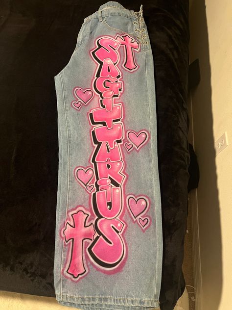 Sagittarius
Birthday
Airbrush pants Birthday Pants Paint, Birthday Pants Ideas, Painted Birthday Pants, Airbrushed Birthday Outfits, Birthday Jeans Painted, Senior Pants Aesthetic, Painted Jeans Birthday, Sweet 16 Birthday Outfit Ideas, Customized Birthday Outfits